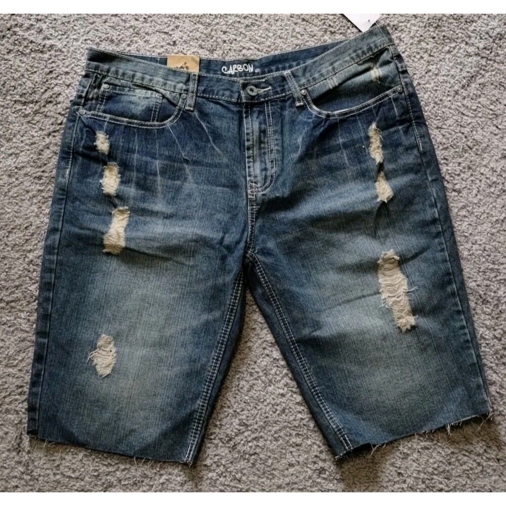 Carbon Rue21 Men's Size 36 Jean Shorts Distressed Denim Raw Hem